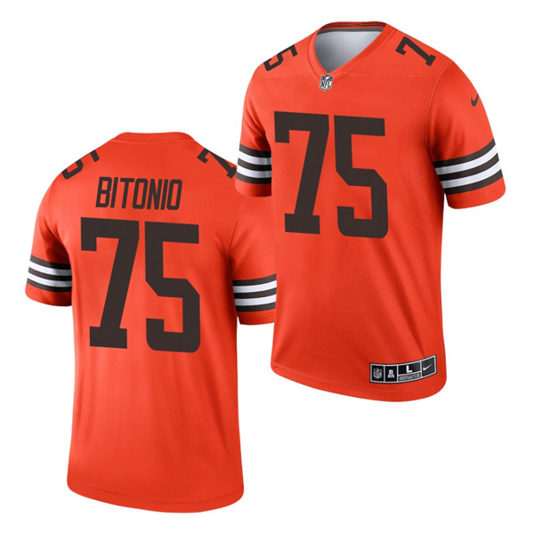 Men's Cleveland Browns #75 Joel Bitonio Orange Inverted Legend Stitched Football Jersey